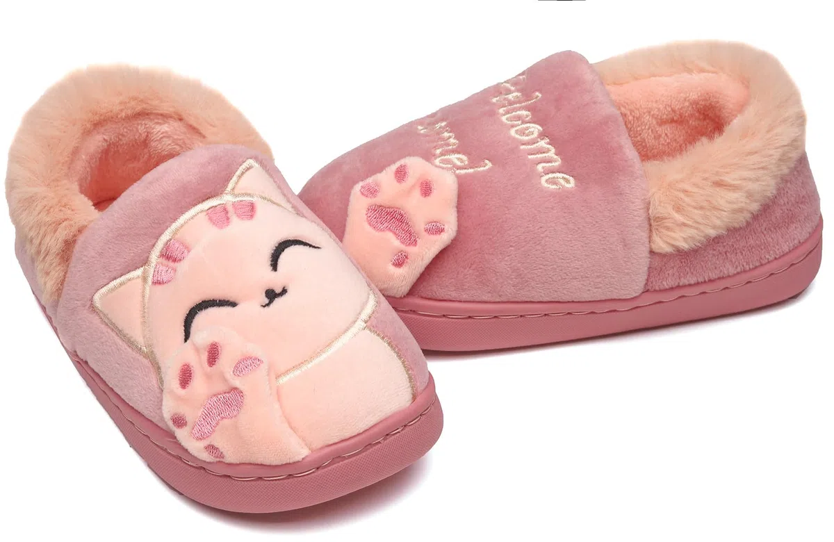 Chausson pour Enfants et Adultes Fille Peluche Pantoufle Garçon Hiver Chaussures de Maison Femmes Hommes Chaude Fourure Doublée Mules Slippers 23-44