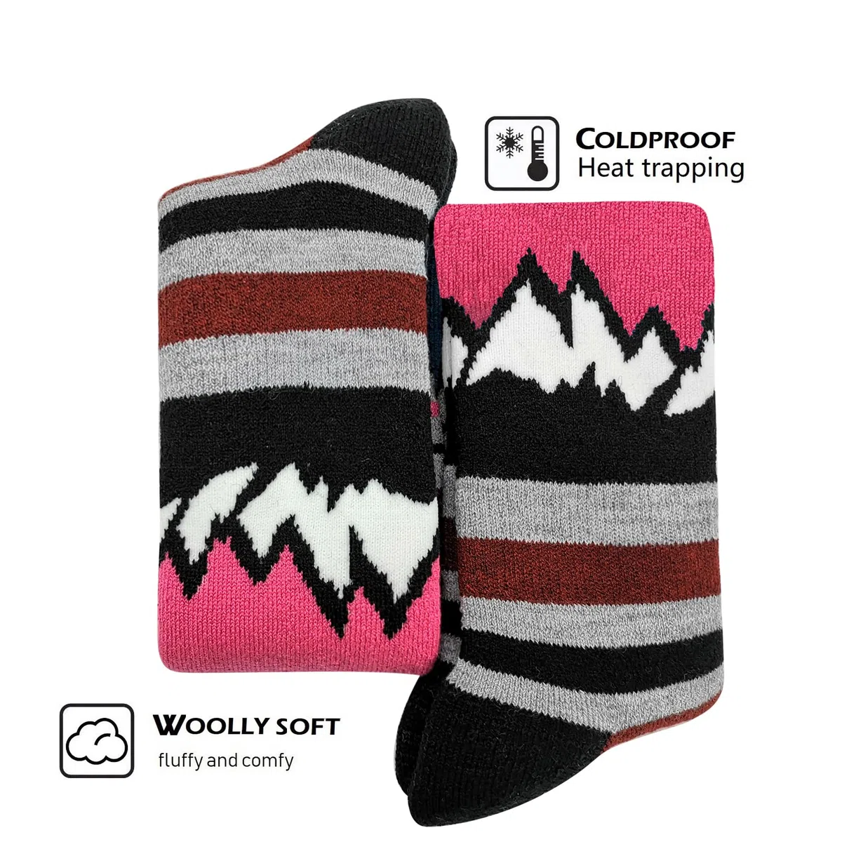 Highcamp Kids Merino Wool Ski Snowboard Socks Boy Girl Toddler Winter Snow Socks- 2 Pairs