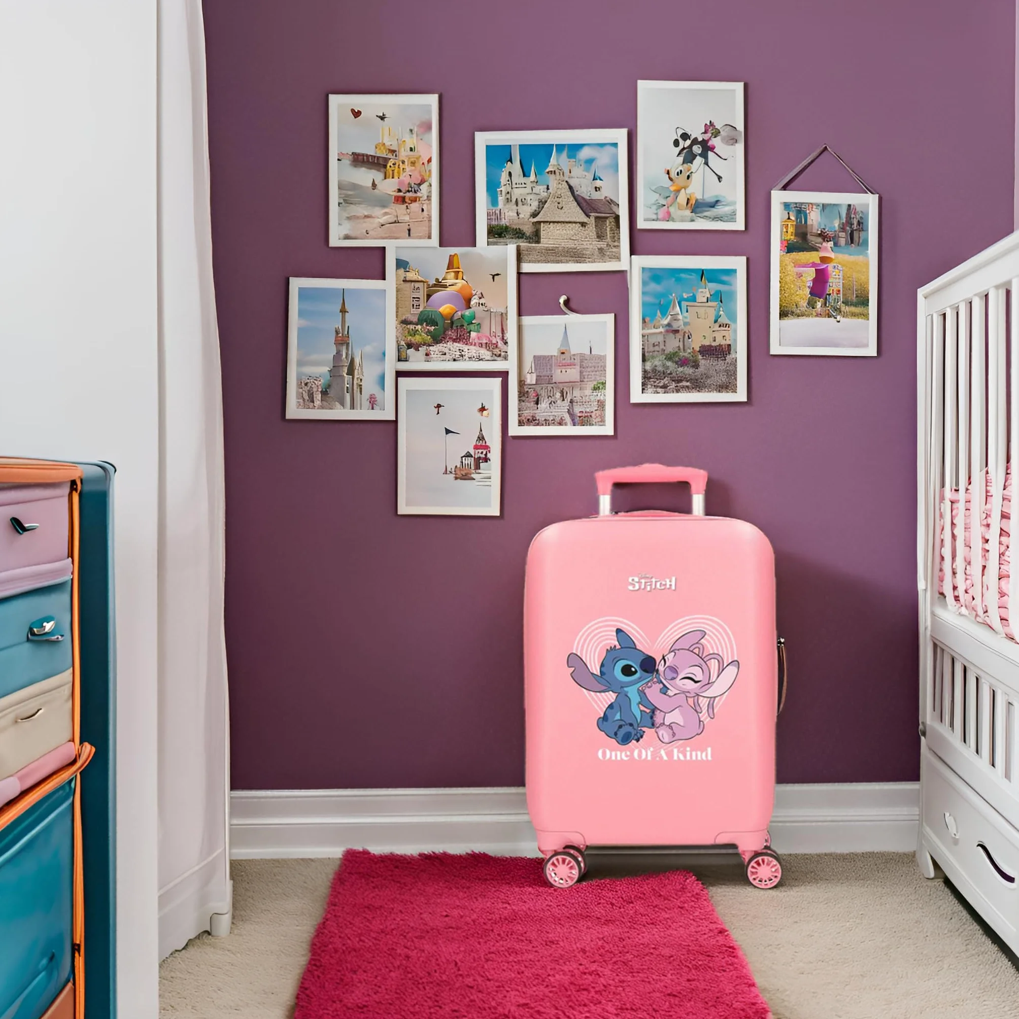 Disney Valise Rigide pour Enfant avec Fermeture à Combinaison latérale 4 Roues Bagage à Main fabriquée en ABS, Un matériau Rigide et léger., One of A Kind, Valise Cabine, Valise Cabine