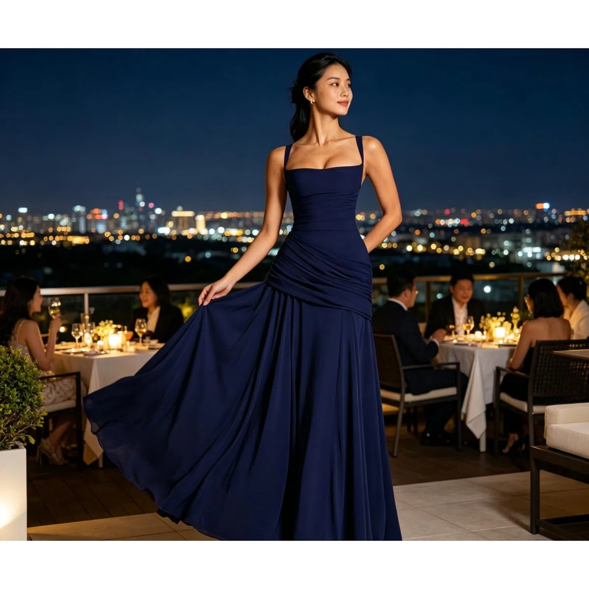 Robe de demoiselle d'honneur longue pour femme - Robe trapèze plissée - Robe de soirée élégante pour mariage - Robe de mariée sans manches - Robe de bal festive - Robe de cocktail