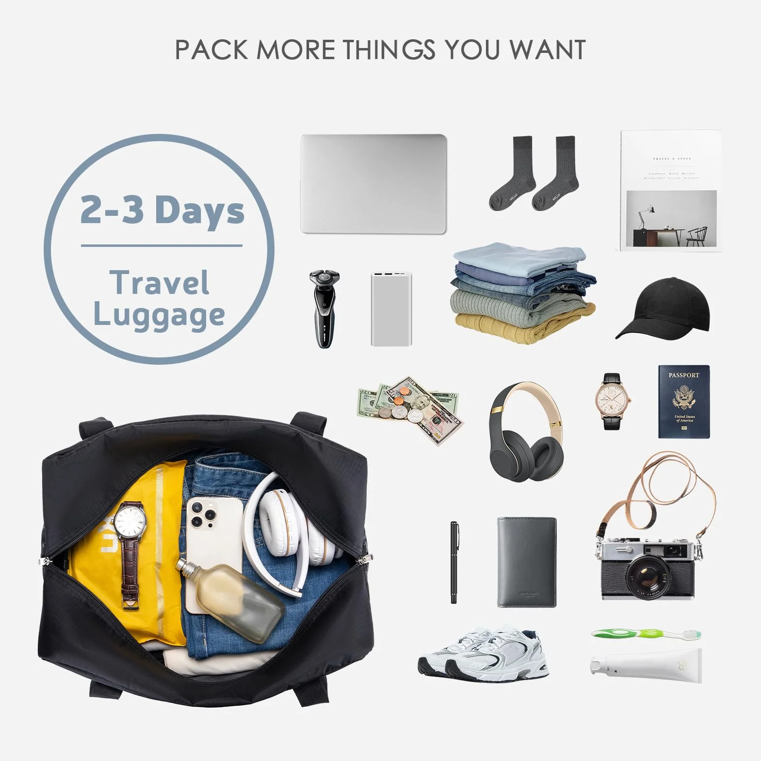 SPAHER Sac 40x20x25 Ryanair Bagage Cabine Sac de Voyage Pliable Valise Cabine Sac de Bagage Sac de Cabine Avion Valise de Cabine Sac Cabine pour Valise Bagage Portable Organisateur de Sac 20L