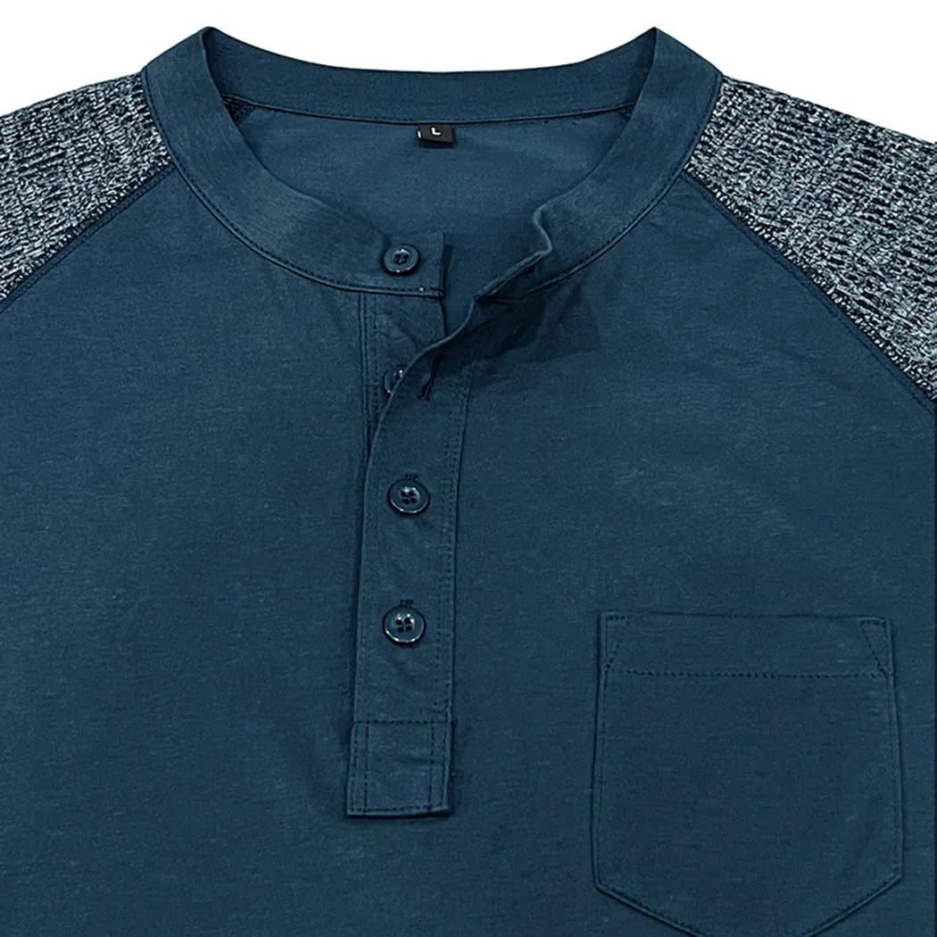 Henley T-Shirts pour Hommes Chemises à Manches Longues Détendu en Forme Tee Shirt Décontracté Homme Douce et Confortable CS44