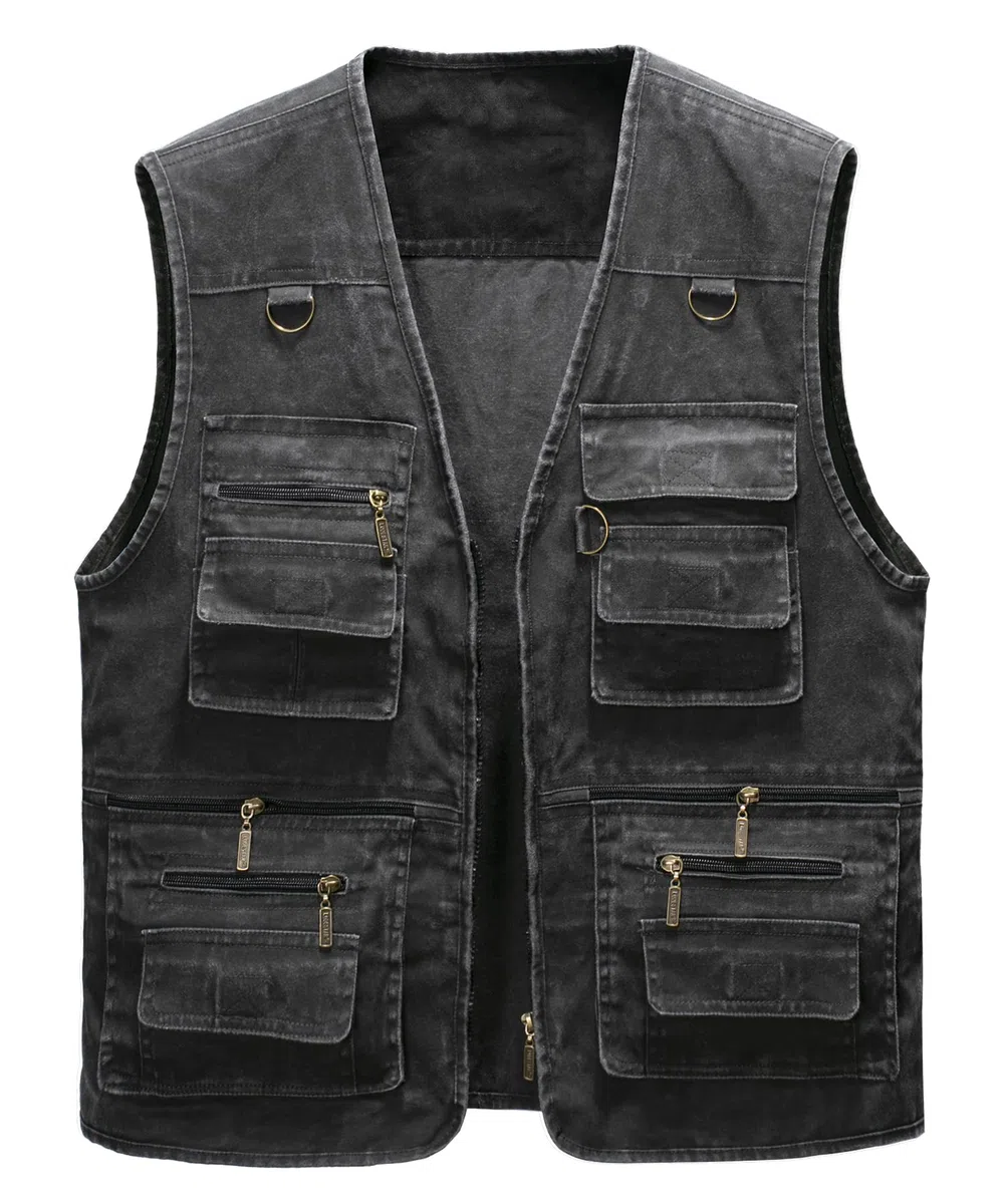 Hommes Gilet de Plein Air Multi-Poches Gilet sans Manche Rapide Gilet de Pêche Respirant Photographie Gilets Voyage Sport Extérieure