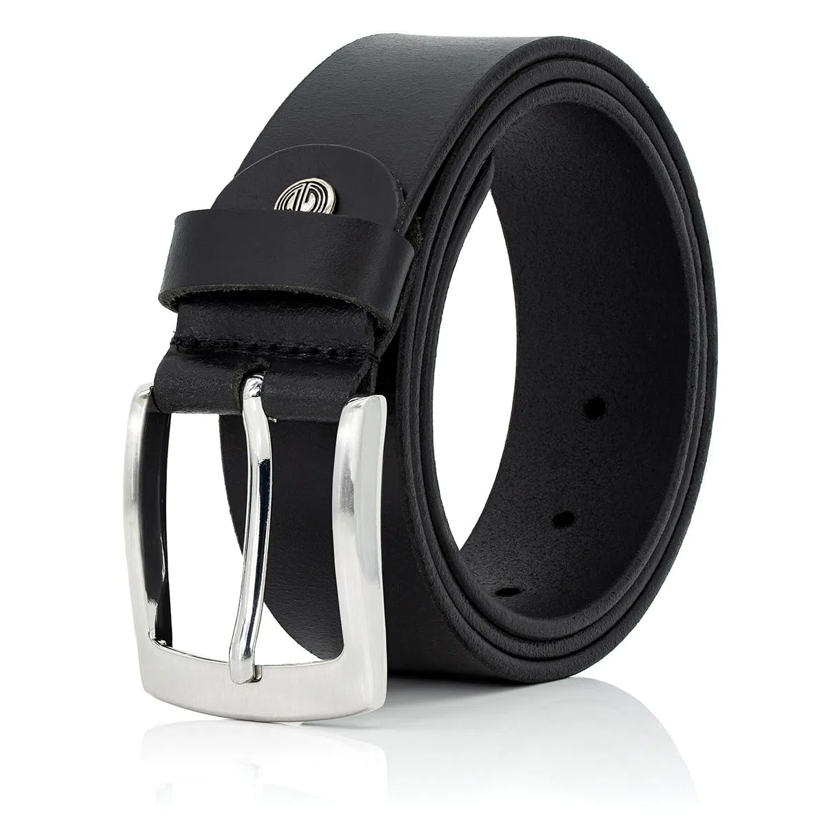 Lindenmann Ceinture Homme en Cuir de Buffle, 40 mm Large et 3,8 mm Fort, Ajustable pour Jeans, XL, Noir