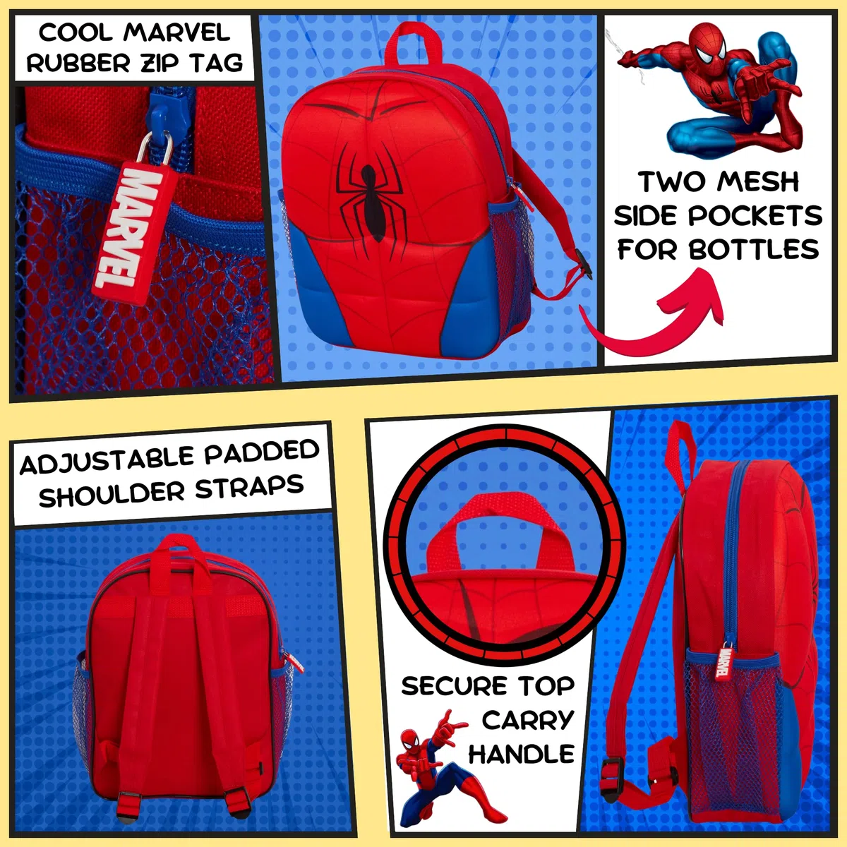 Sac à dos Marvel Spiderman 3D en peluche, Rouge, Taille unique, Sac à dos