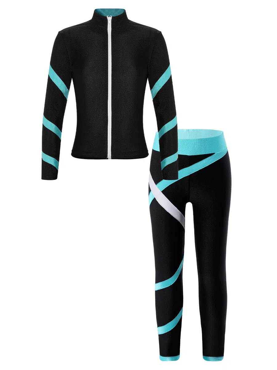 Enfant Fille Tenue Patinage Artistique Ensemble Sport Survêtement Danse Gymnastique Fitness 5-16 Ans