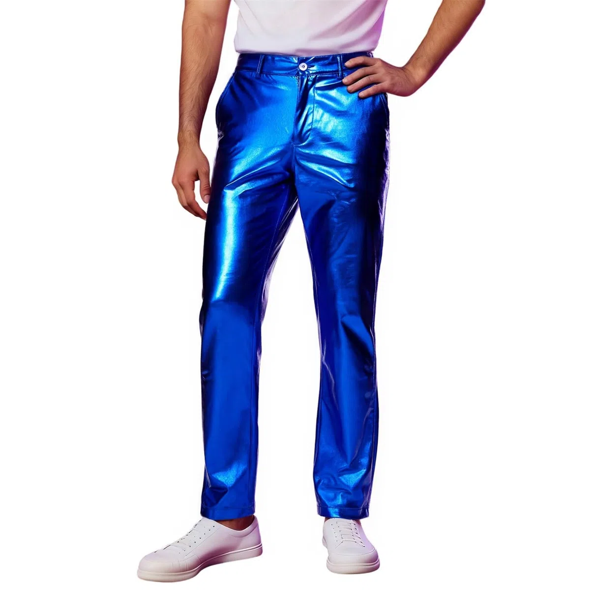 Pantalon à paillettes pour homme - Pantalon de danse hip hop - Pour festival, loisirs - Style rétro des années 80 - Pantalon disco brillant - Costume de carnaval