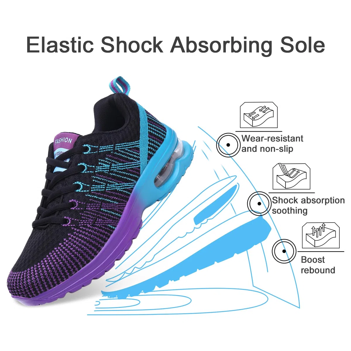Hitmars Basket Femme Chaussures de Sport Running Sneaker Air Respirant Chaussures de Course Légères Chaussures de Running Fitness Gym Jogging Outdoor Noir Rouge Gris EU 36-42