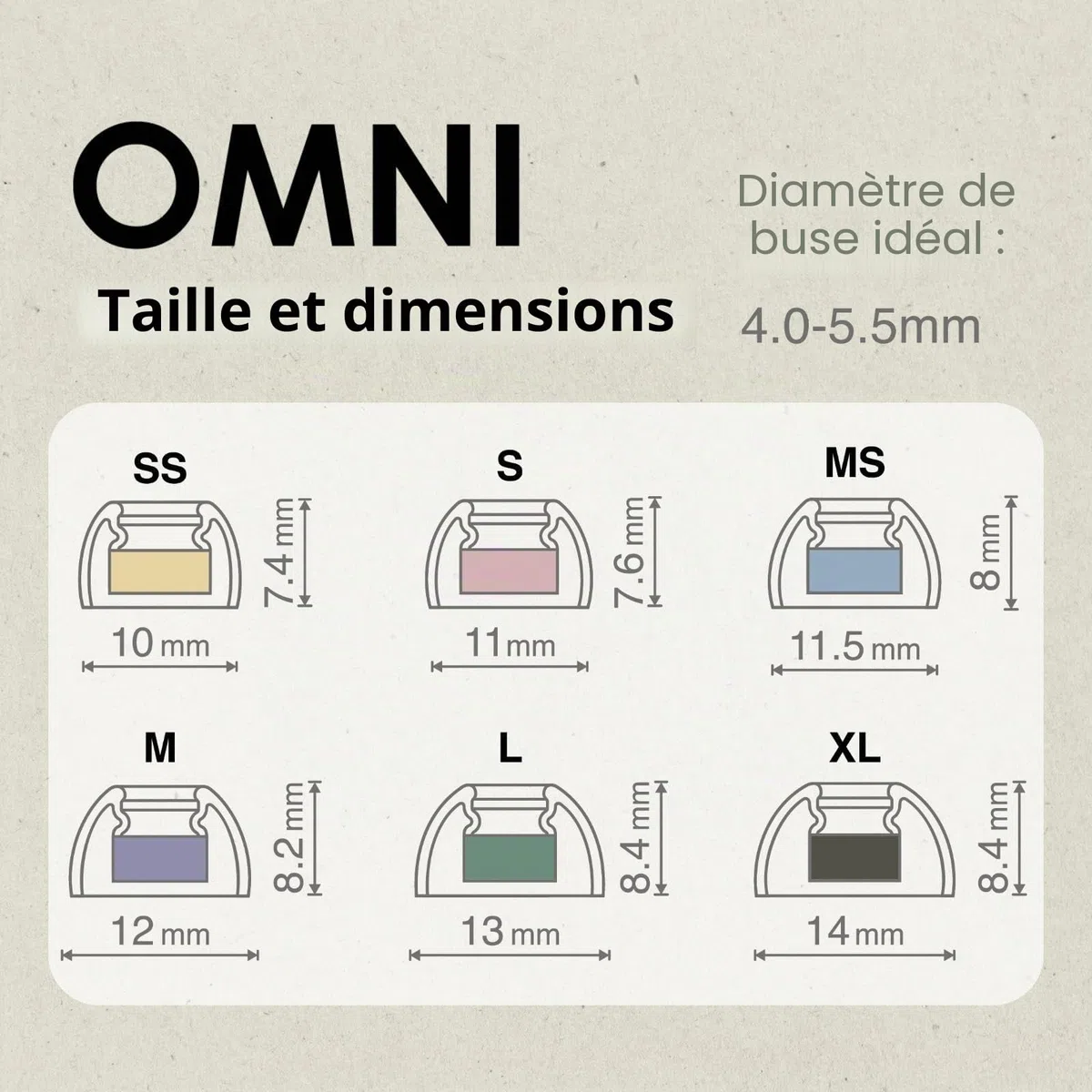 SpinFit Omni for True Wireless Earbuds & IEMs - L - Embouts brevetés en Silicone pour Remplacement (1 Paire) (diamètre de buse de 3,7 mm)
