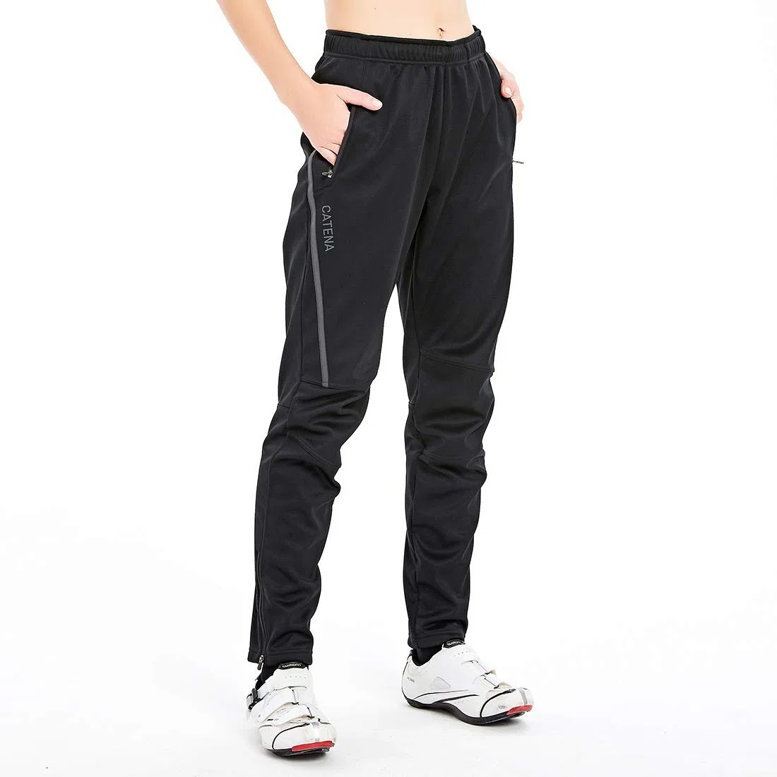 CATENA Femme Pantalon de Cyclisme d'hiver imperméable Coupe-Vent pour en Polaire Thermique pour la Course à Neige, la Course à Pied, la randonnée