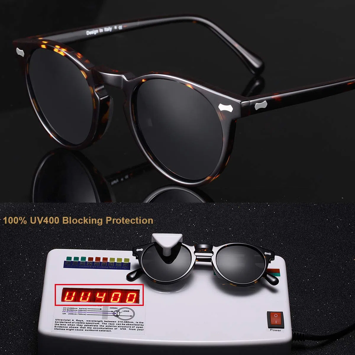 Carfia Rétro Lunette de Soleil Homme Polarisée UV400 Protection pour la Conduite en Voyage