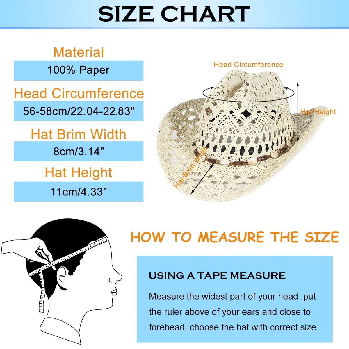 EOZY Chapeaux de paille tissés à la main de style western pour homme et femme - Chapeau panama avec large bord et bord replié pour le voyage