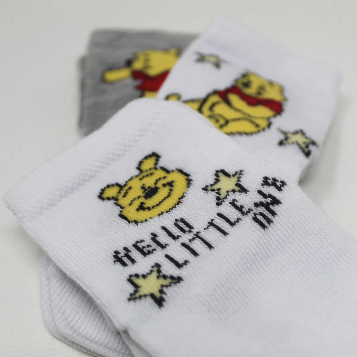 Disney Winnie l'ourson Chaussettes Mixte Bébé 3 Paires Coffret Cadeau Gris et Blanc