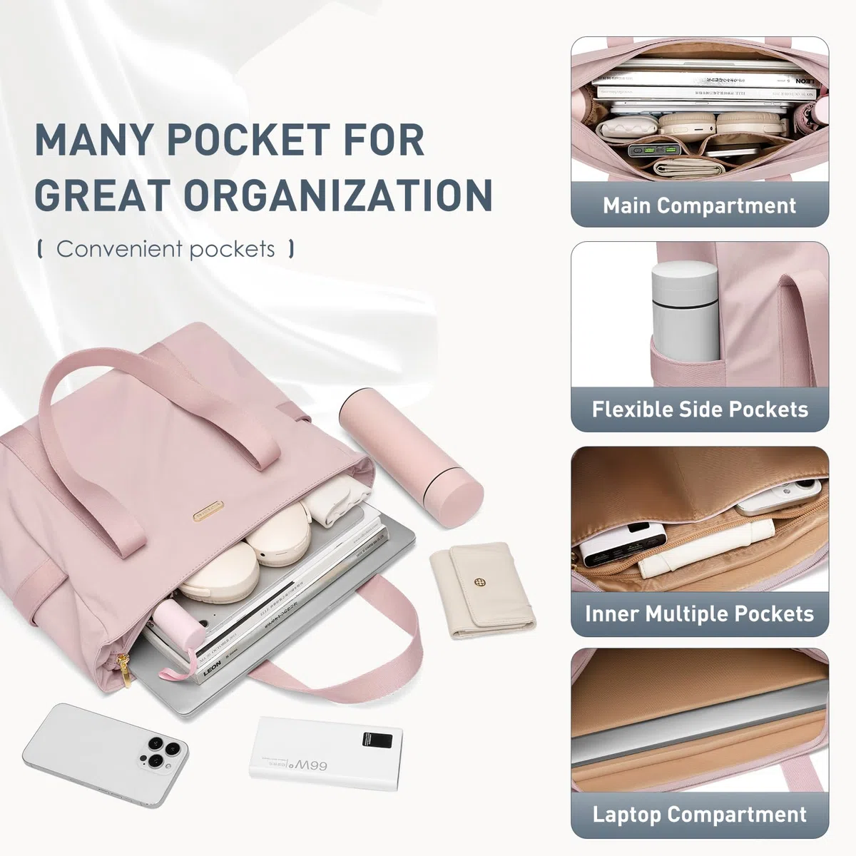 GOLF SUPAGS Sac Fourre-Tout pour Femme Sac à Main Portés Épaule Léger Sac à Bandoulière Multifonctionnel de 14 Pouces Sac à Main Décontracté pour Travail, Études, Voyages