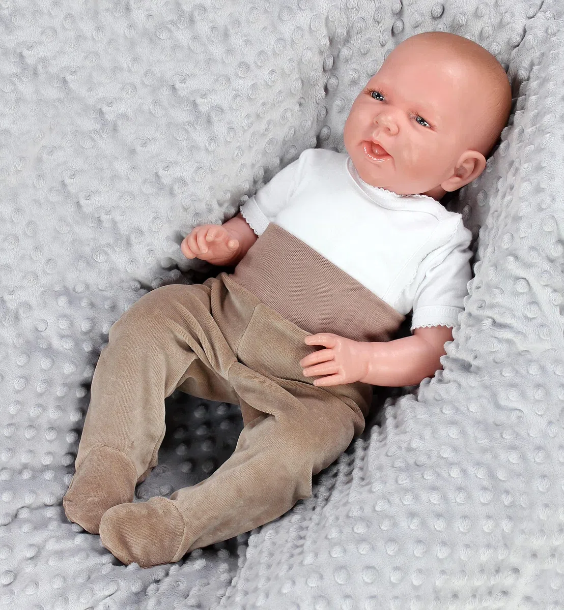 TupTam Pantalon Bébé Garçon 3 Pièces – Pantalon Bébé avec Pieds et Taille Élastique en Velours