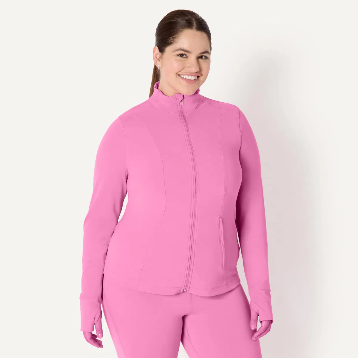Amazon Essentials Femme Veste à Col Zippé Active FormFlex Ultra Douce, avec Fermeture Éclair à l’Encolure et Manches Longues, Coupe Ajustée
