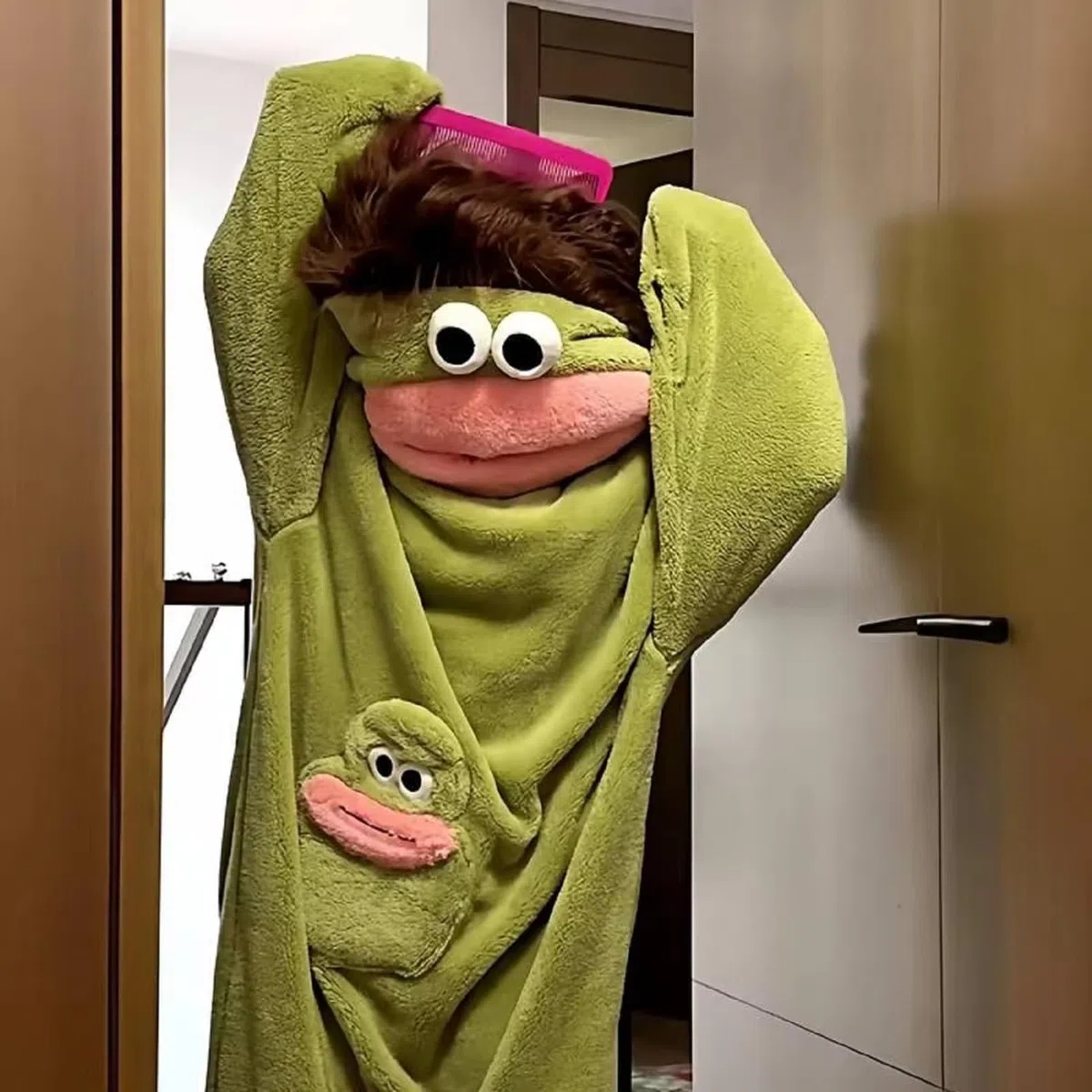 Combinaison Pyjama Kinder Enfant Unisexe Silly Onesie Verte Monstre Costume Deguisement Chaud et Doux Le Plaisir en Famille Détente Confortable Plush Sleepwear Mignon De Dessin Animé Loungewear