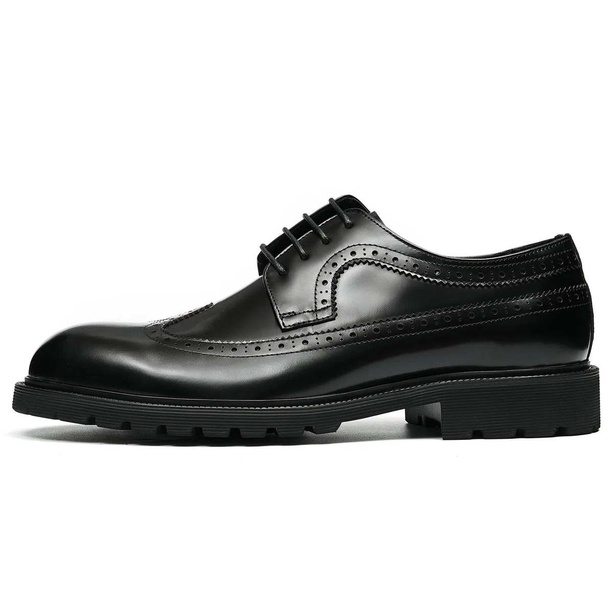 Générique Brogues Décontractées Confortables à Semelle Epaisse pour Hommes Chaussures Habillées Basses Lacets à Bout Rond en Cuir Derbys Formels Affaires
