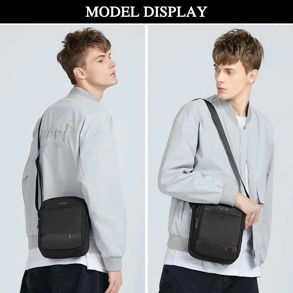 BAIGIO Sacs Bandoulière Homme,Sacs portés épaule pour homme,Pouch Homme Cross Body Bag pour le sport, les voyages, le travail (Noir, 24x20x9cm)