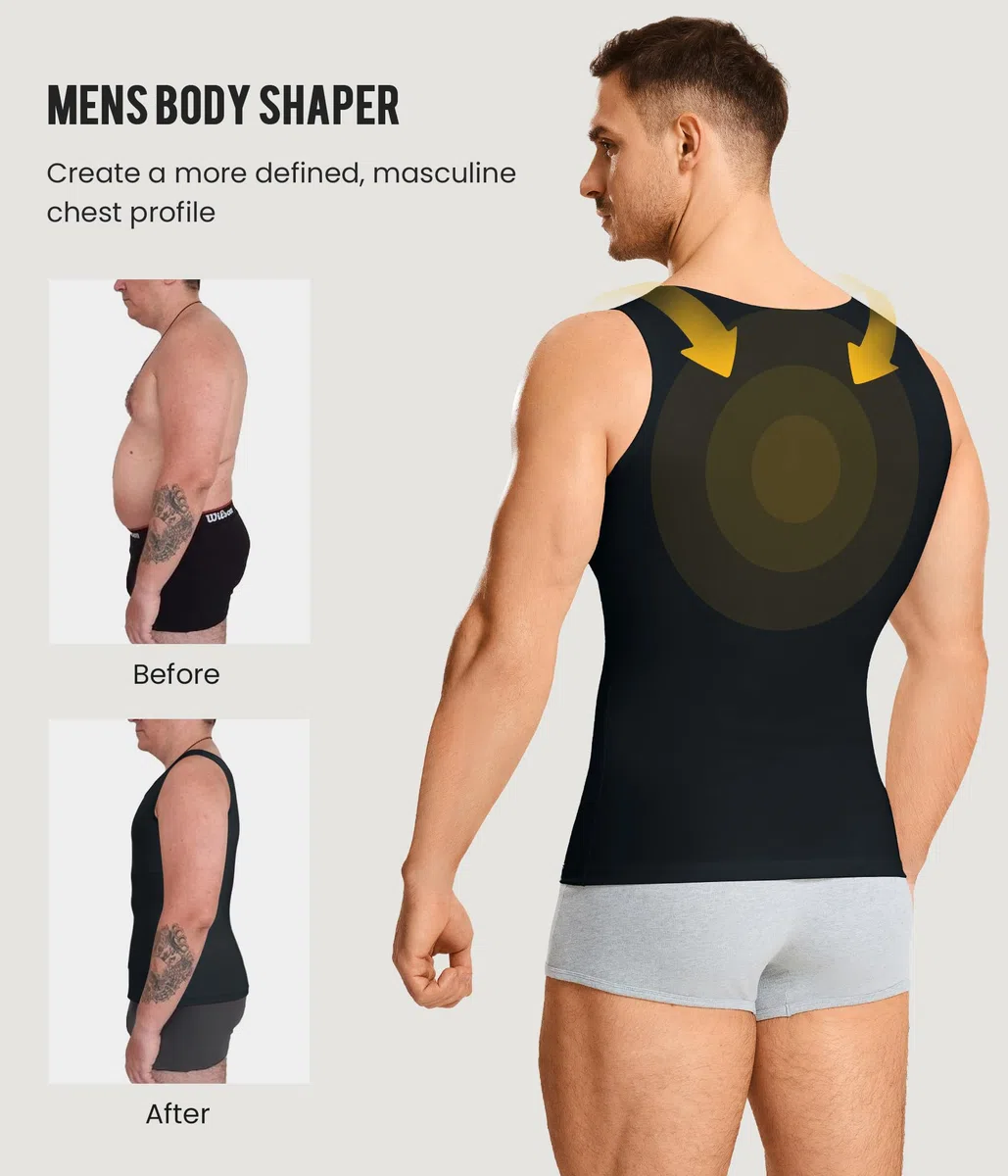 Junlan Gaine Amincissante Ventre Plat Homme Debardeur Gainant Invisible Shirt Abdo Minceur