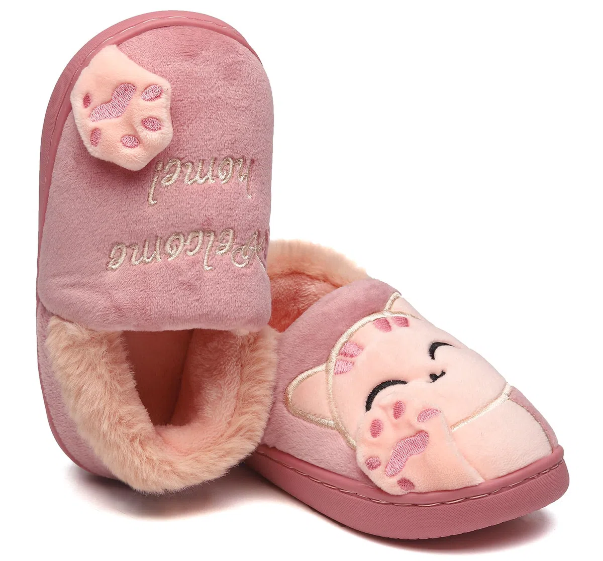 Chausson pour Enfants et Adultes Fille Peluche Pantoufle Garçon Hiver Chaussures de Maison Femmes Hommes Chaude Fourure Doublée Mules Slippers 23-44
