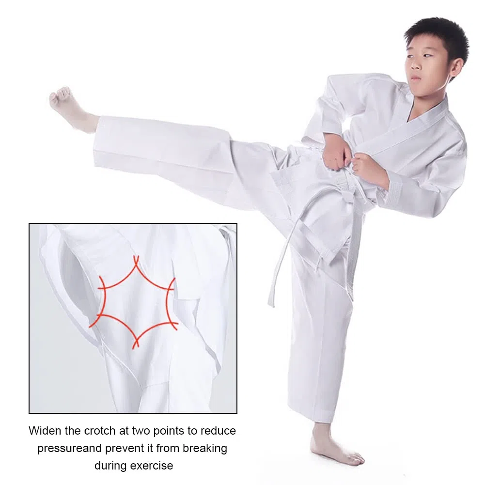 Kimono Judo Enfant avec Ceinture Garçon Confortable Professionnel Kimono Karaté Fille Col en V Tenue de Taekwondo