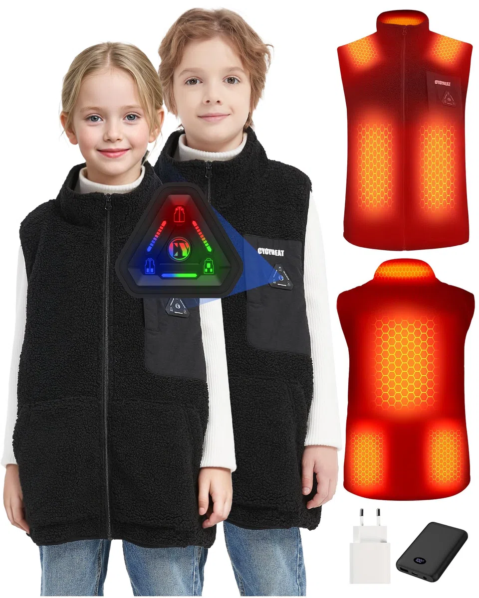 CYCYHEAT Gilet chauffant pour enfant avec batterie externe
