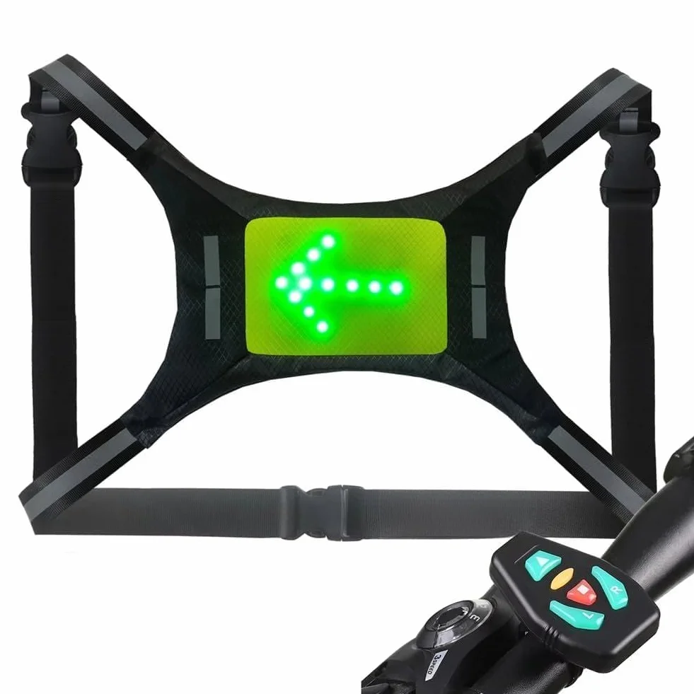Gilet Réfléchissant LED Rechargeable par USB avec Feu de Signalisation à Distance pour Le Cyclisme et la Course