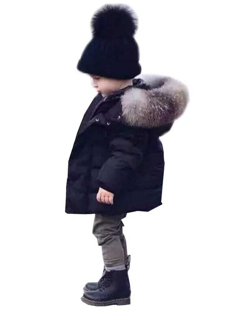 Manteau Duffel-Coat Hiver pour Bébé Garçon Fille à Capuche Blouson Epaisse Chaud Hoodies 1-7 Ans