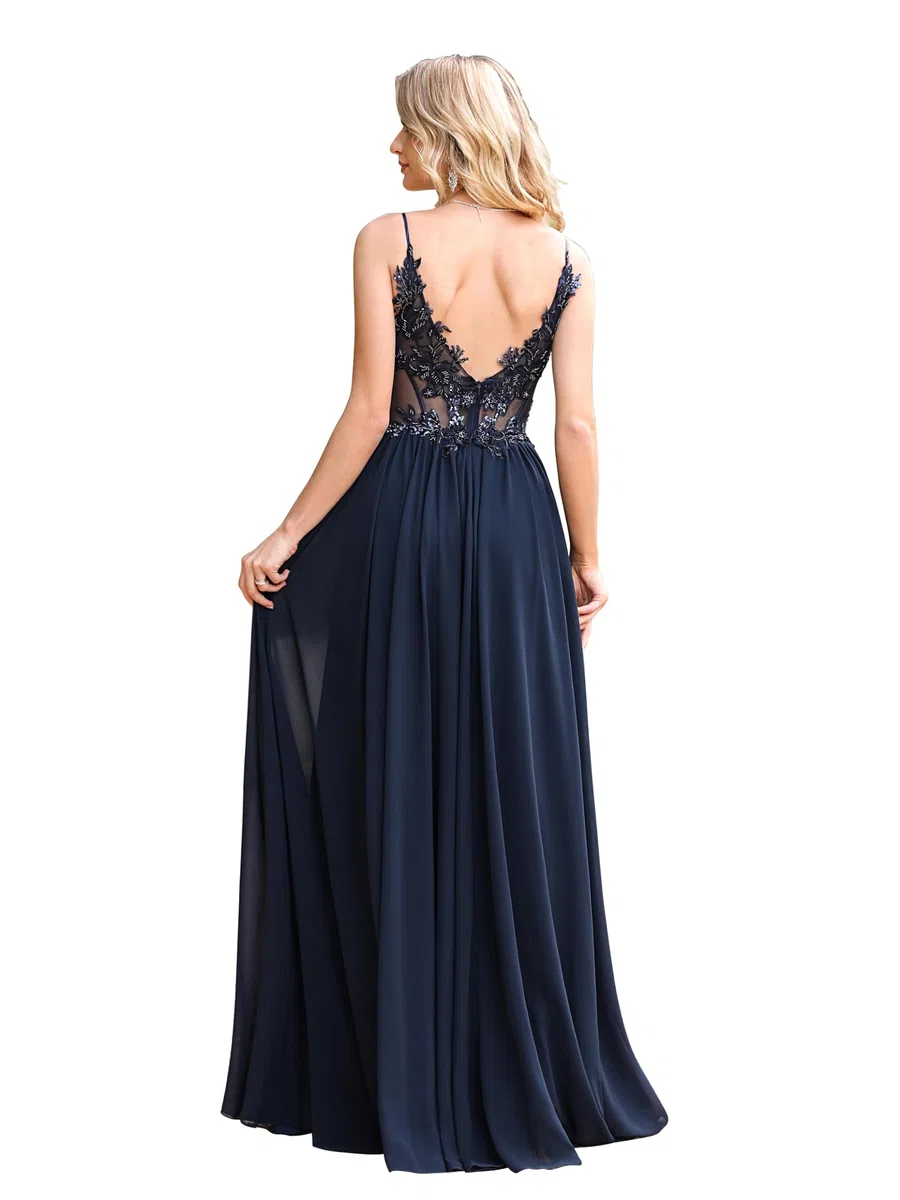 Misshow Robe Femme Chic et élégant Mariage Grande Taille Robe de Gala Col V Dos Nu avec Bretelles Bordeaux Robe Demoiselle d'honneur 3038