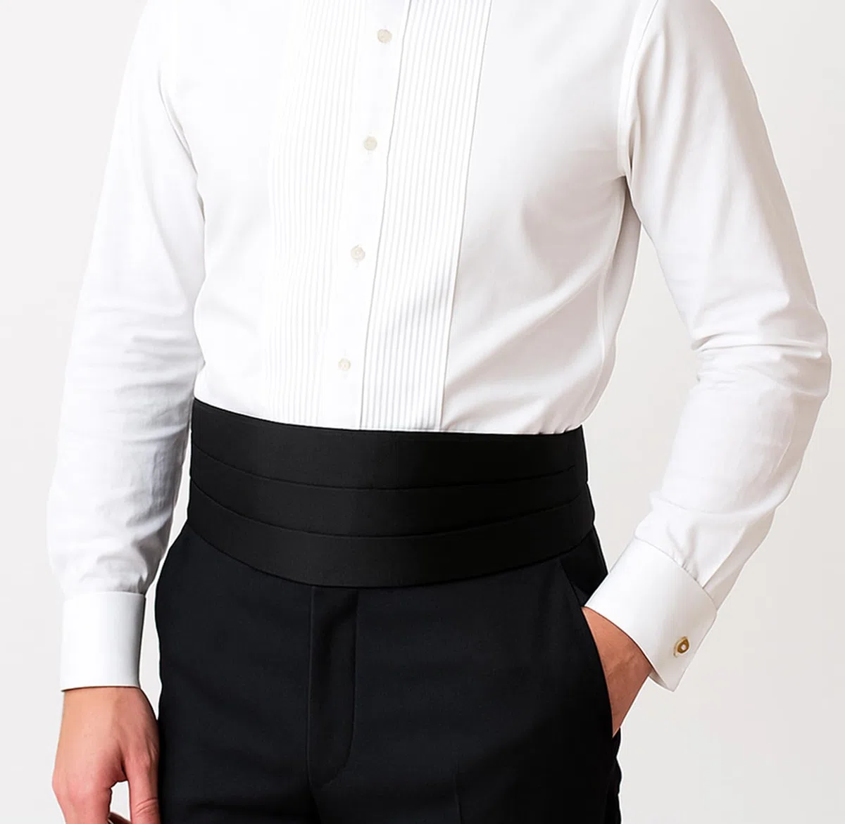 Remo Sartori Made in Italy Satin Noir Ceinture de Smoking Homme, Ajustable, Soie