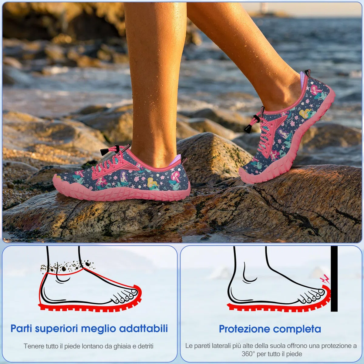 Crova Chaussures Aquatiques Enfants Chaussures d'eau Garçons Filles Antidérapant Séchage Rapide Chaussures de Plage Piscine Surf