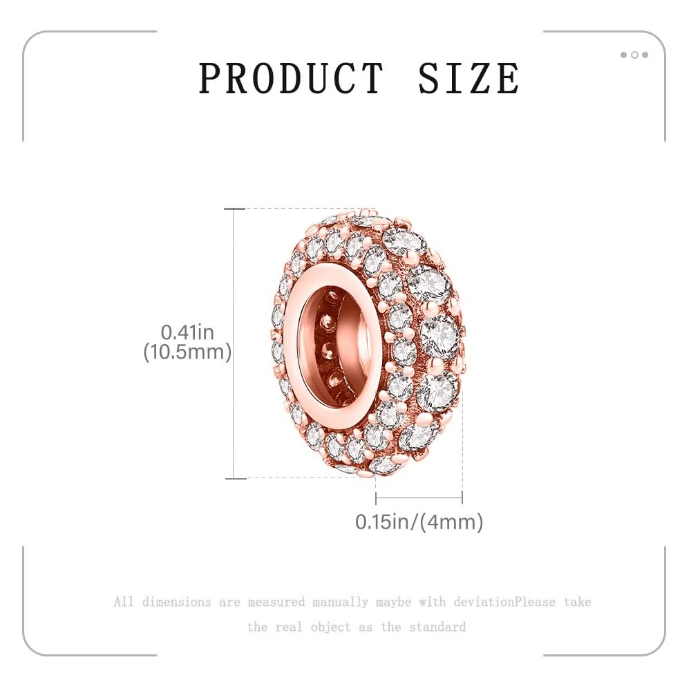 KEQ Breloque à clip en argent sterling 925 avec zircone cubique 5A pour bracelet et collier - Cadeau de Noël, fête des mères pour femme