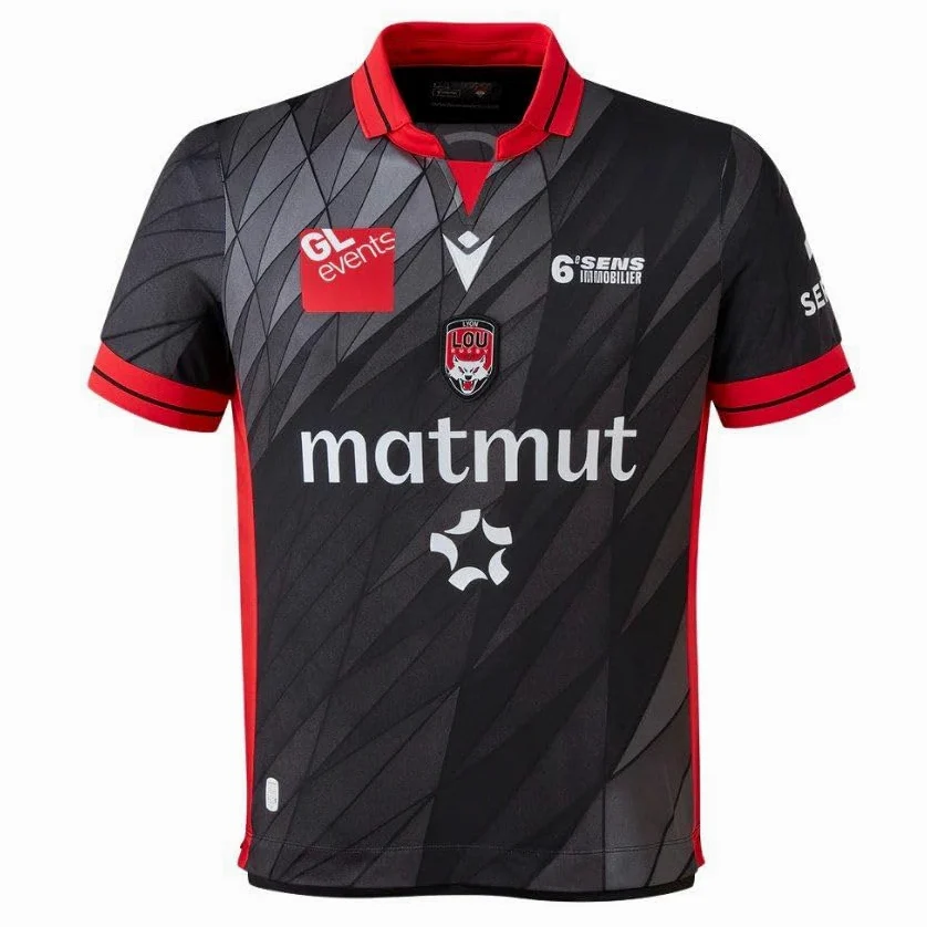 Maillot Enfant Rugby Lyon Lou Rugby Domicile, Noir