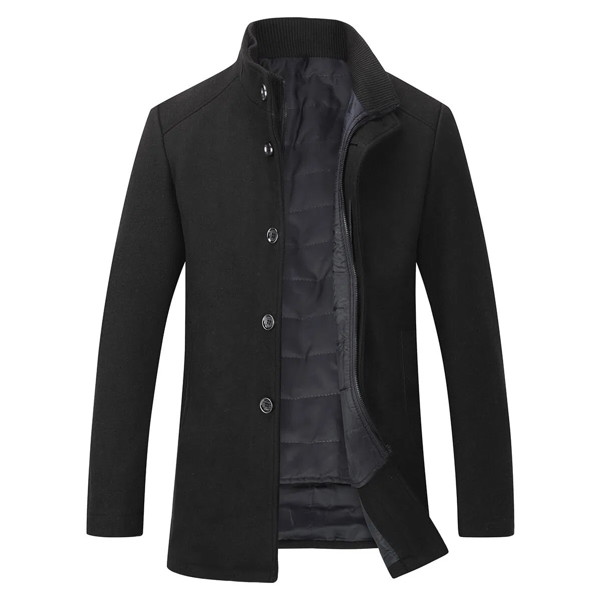 YOUTHUP Manteau Homme en Laine Hiver Chaud Caban Court Col Montant Pardessus Classique Parka Trench Coat