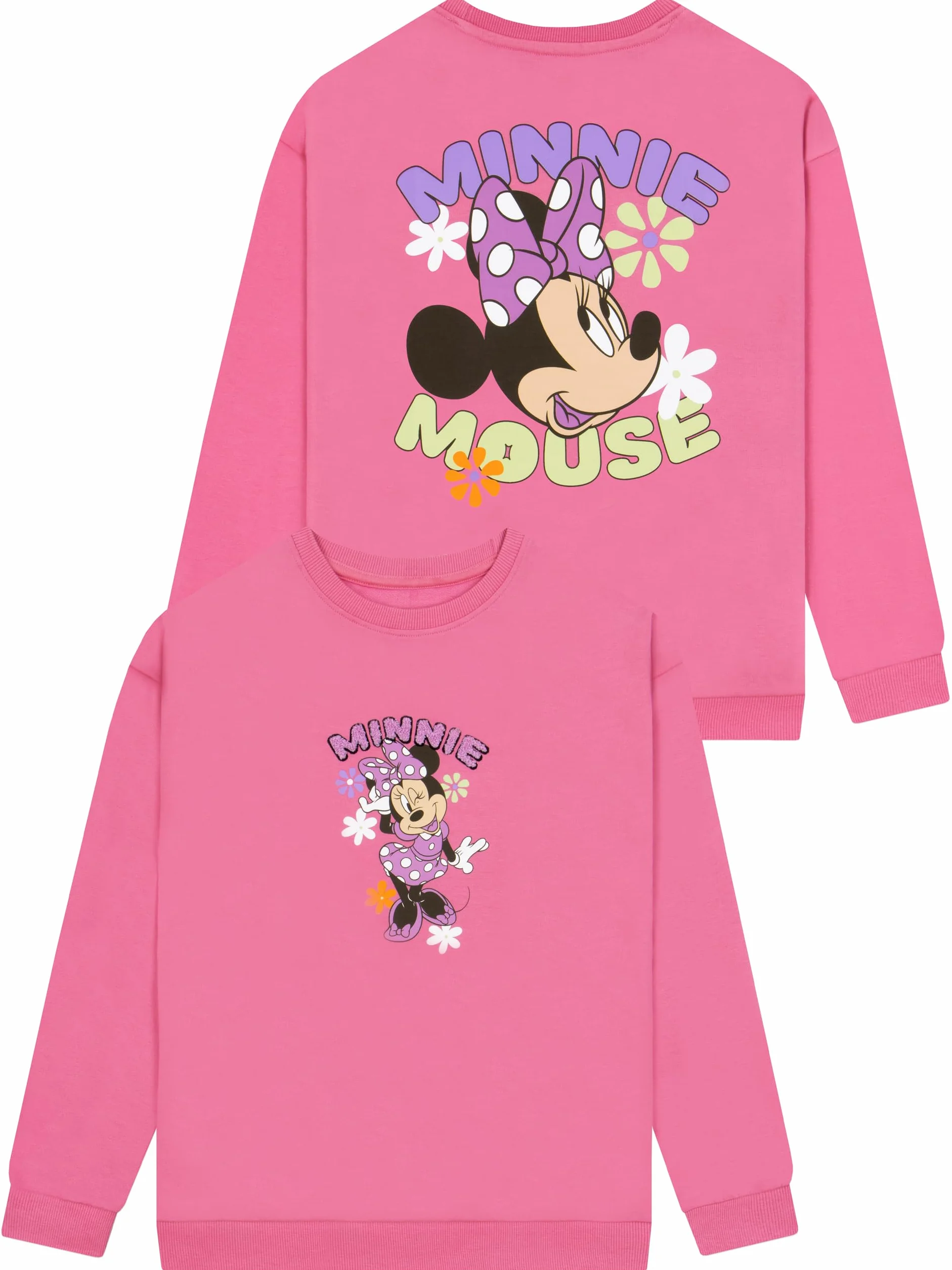 Disney Minnie Mouse Pull Fille, Sweat Enfant Fille Minnie, Pull Enfant en Coton
