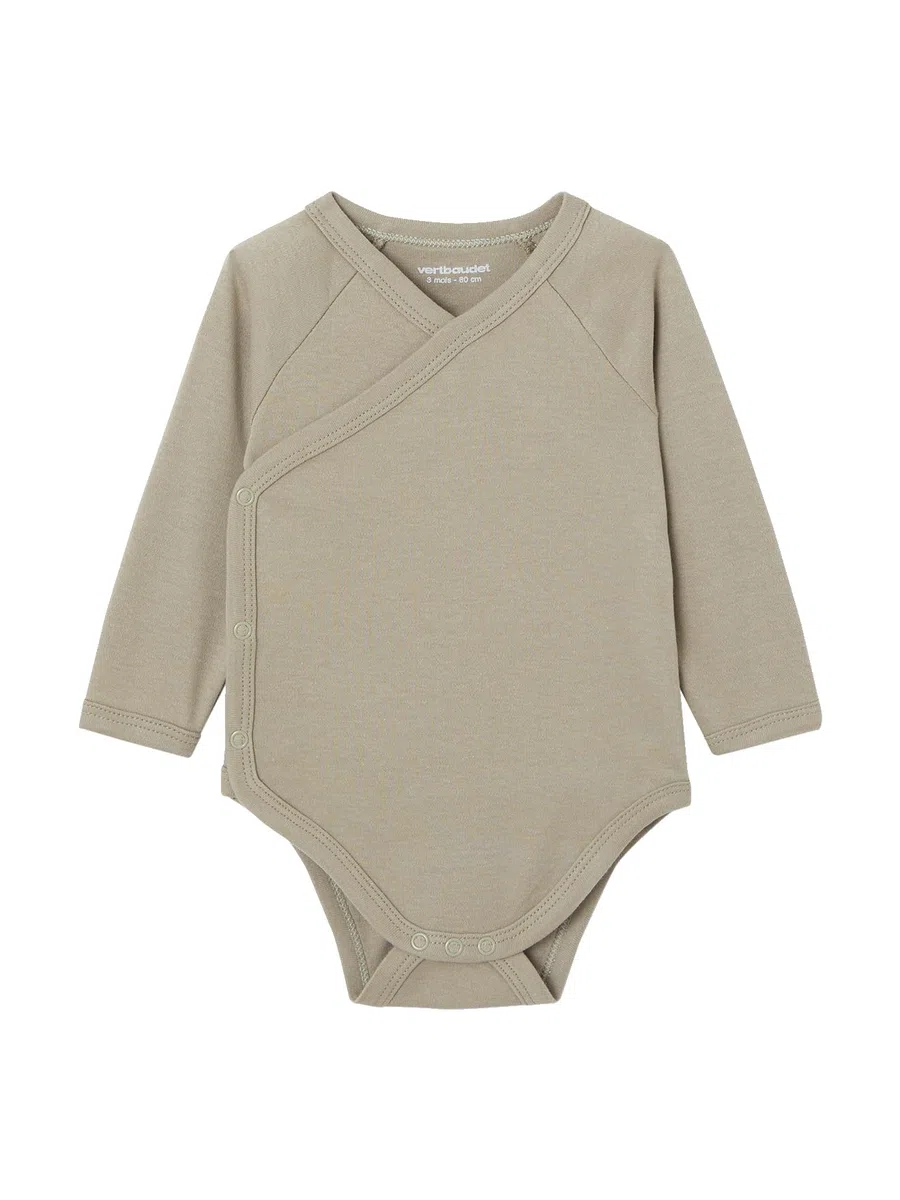 VERTBAUDET Lot de 7 bodies en coton Bio manches longues ouverture naissance BASICS