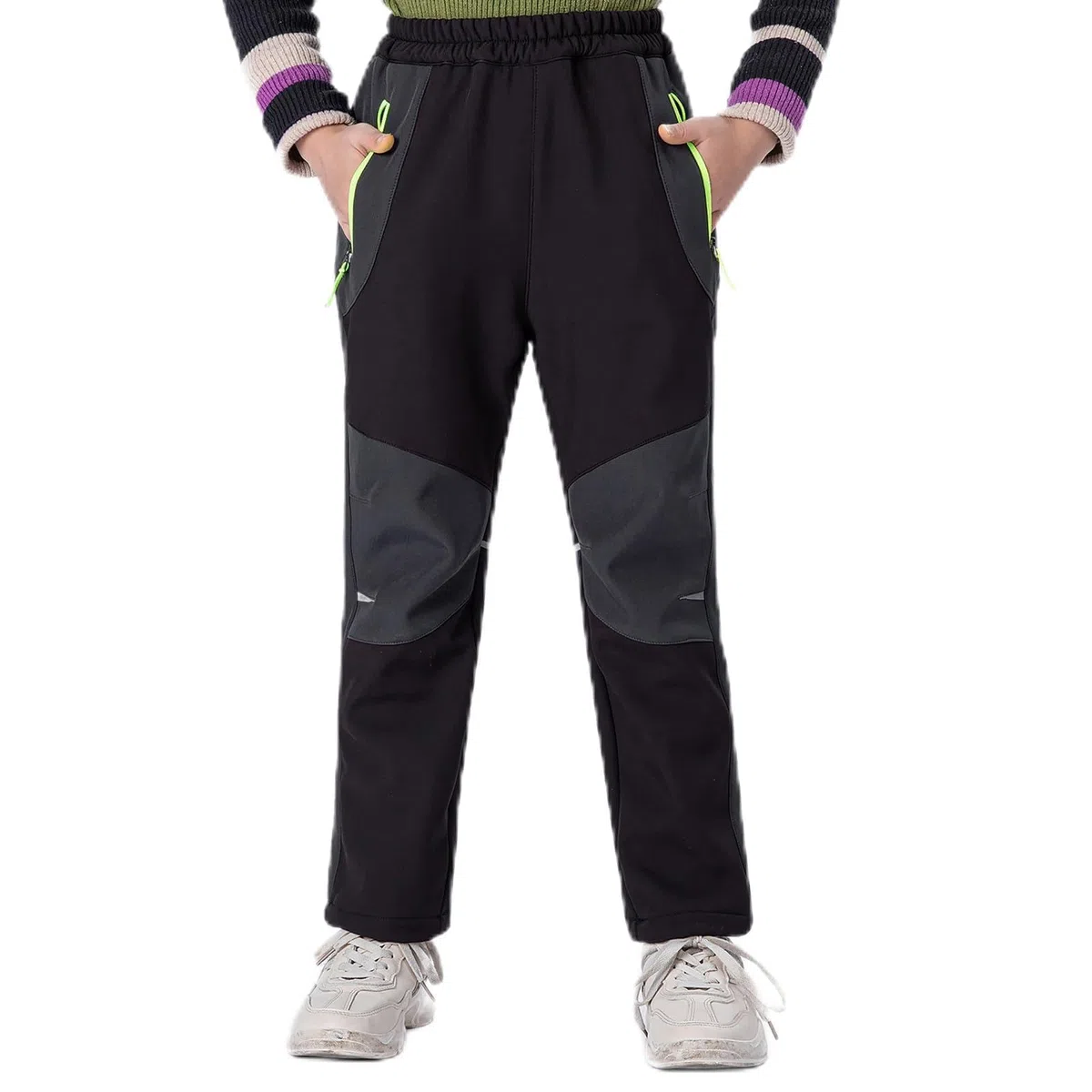LHHMZ Pantalons d’extérieur garçon Pantalons de randonnée, Pantalon de Marche d’Hiver doublé Polaire, Pantalon de Ski de randonnée d’Hiver épaississant imperméable