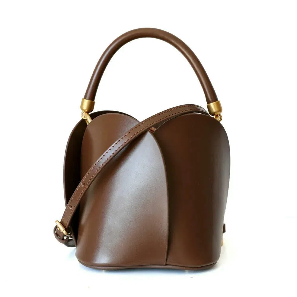 Sac Seau Femme Solide en Cuir Véritable Dames Sacs À Bandoulière Forme De Fleur Fourre-Tout De Luxe Sacs À Main Sacs À Main