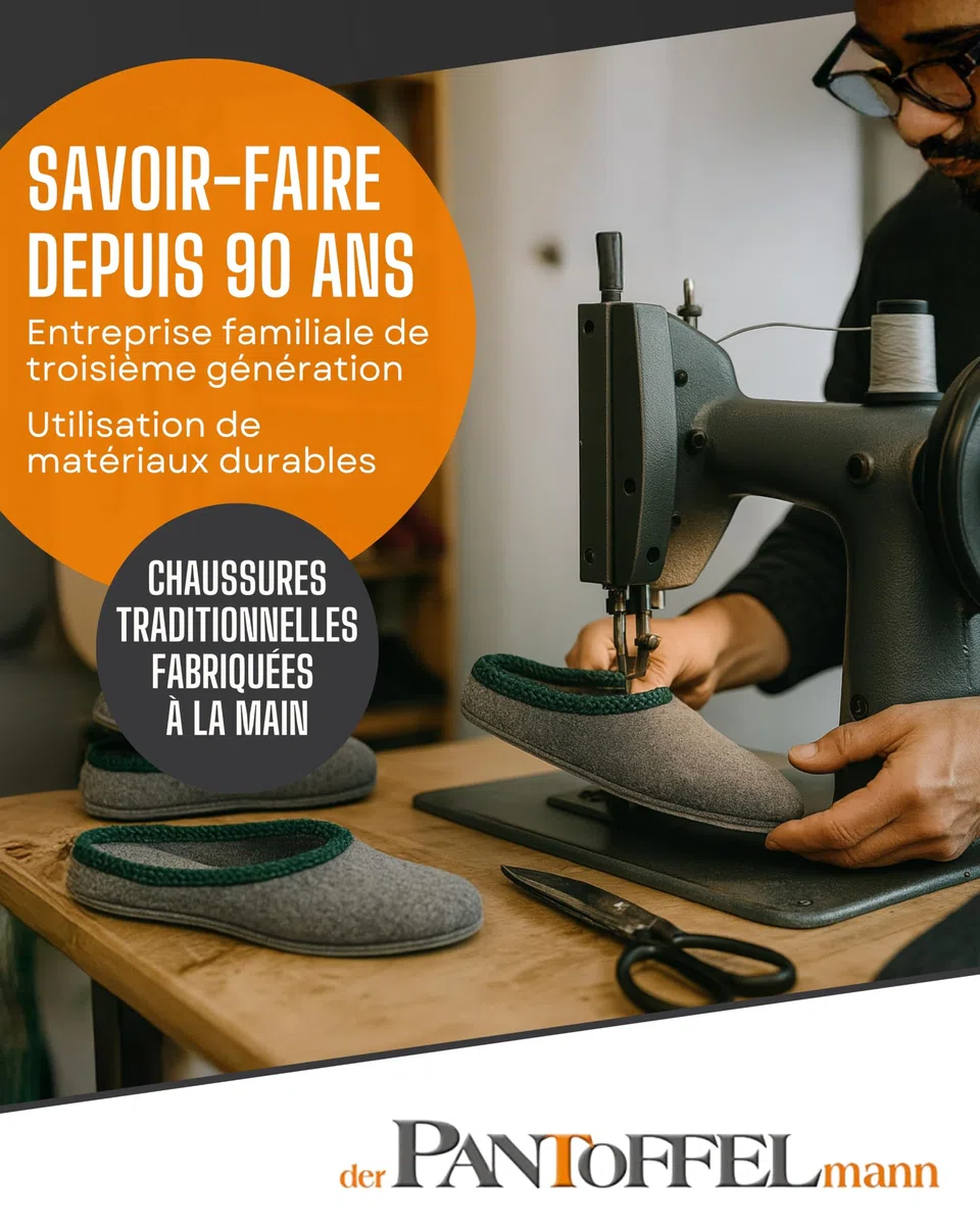 Pantoffelmann Chaussons en feutre avec semelle en feutre | Rouge/Gris/Bleu marine | Tailles 36 à 48 | Pantoufles respirants et confortables pour femmes et hommes | Chaussures élégants et chauds