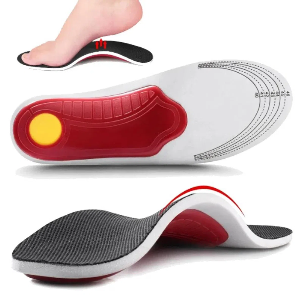 Physeli ArchiStep, Semelles Orthopédiques avec Soutien de la Voûte Plantaire pour Douleurs au Talon, Fasciite Plantaire, Genou et Maux de dos, Design pour Homme et Femme (L 40-46)