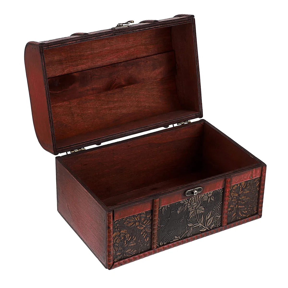 Coffret au trésor en bois - Malle au trésor avec fermeture métallique vintage - Boîte de rangement coffret à bijoux - Cadeau pour mariage, Noël et Anniversaire (25 x 17 x 16cm)