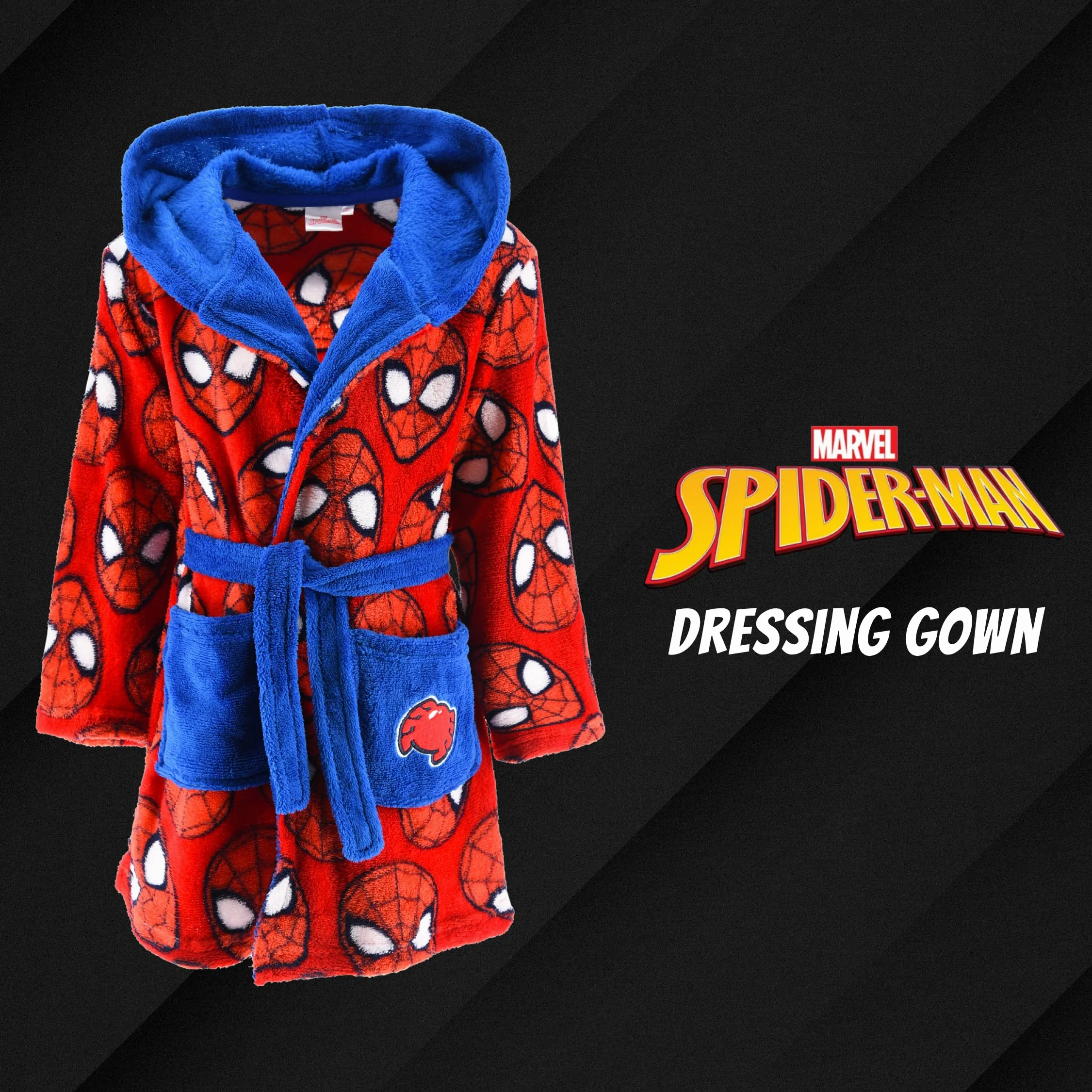 Marvel Spiderman Robe De Chambre pour Garçon, Robe D'intérieur pour Enfans en Polaire Douce, Tailles 3 à 8 Ans