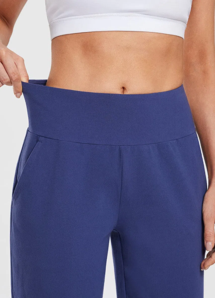 baleaf Bermuda Long de 30,5 cm pour Femme - Taille Haute - Longueur Genou - en Coton - avec Poches - Décontracté - pour Le Travail et Le Salon