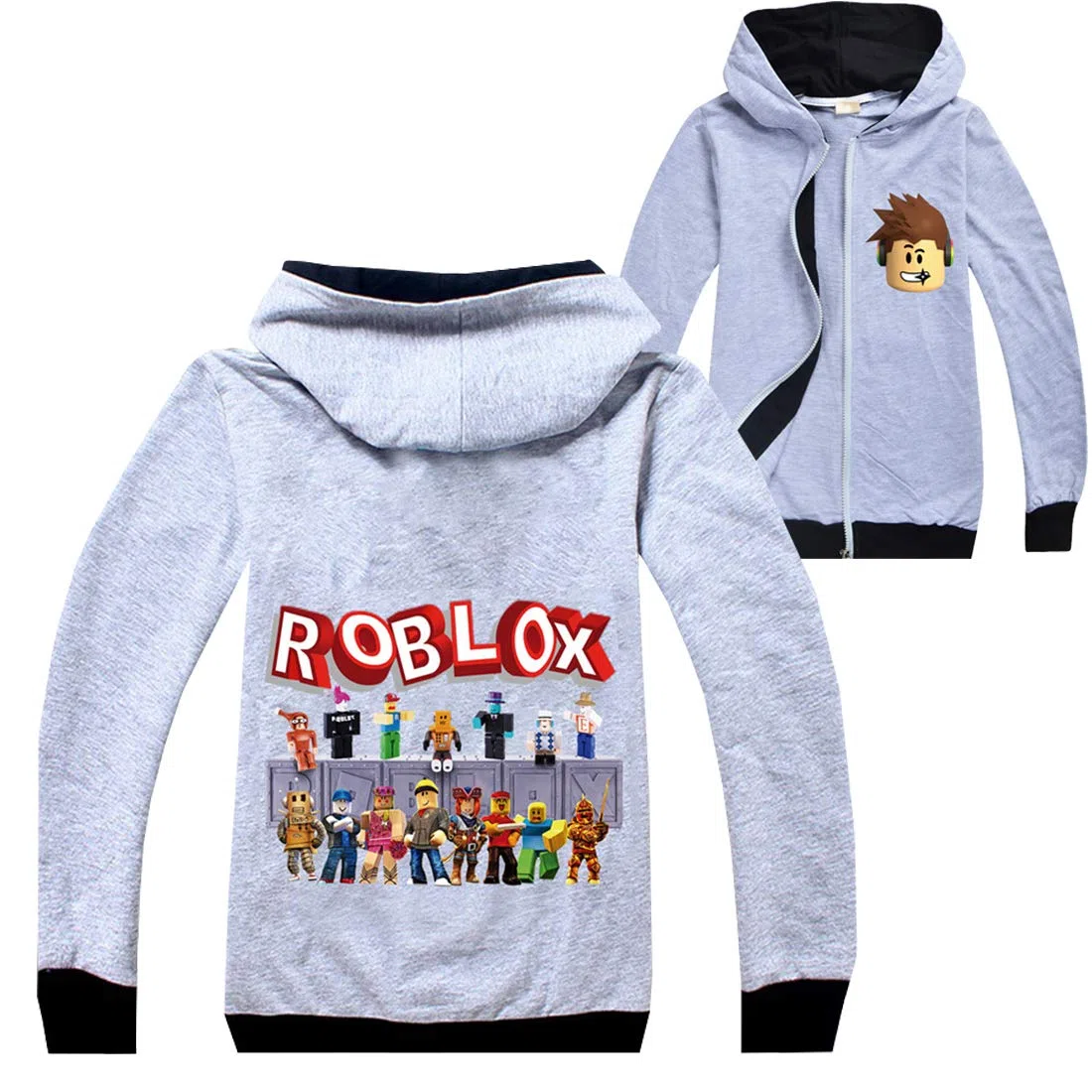 Roblox Veste à capuche à manches longues en coton pour garçons et adolescents