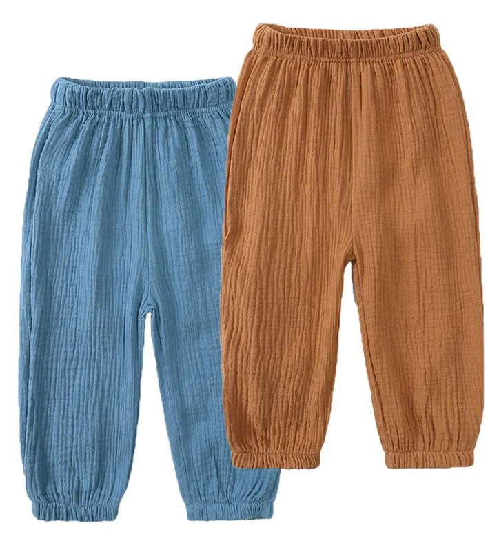 Lot de 2 pantalons d'été en coton pour bébé et enfant - Résistants aux moustiques - Pour garçons et filles
