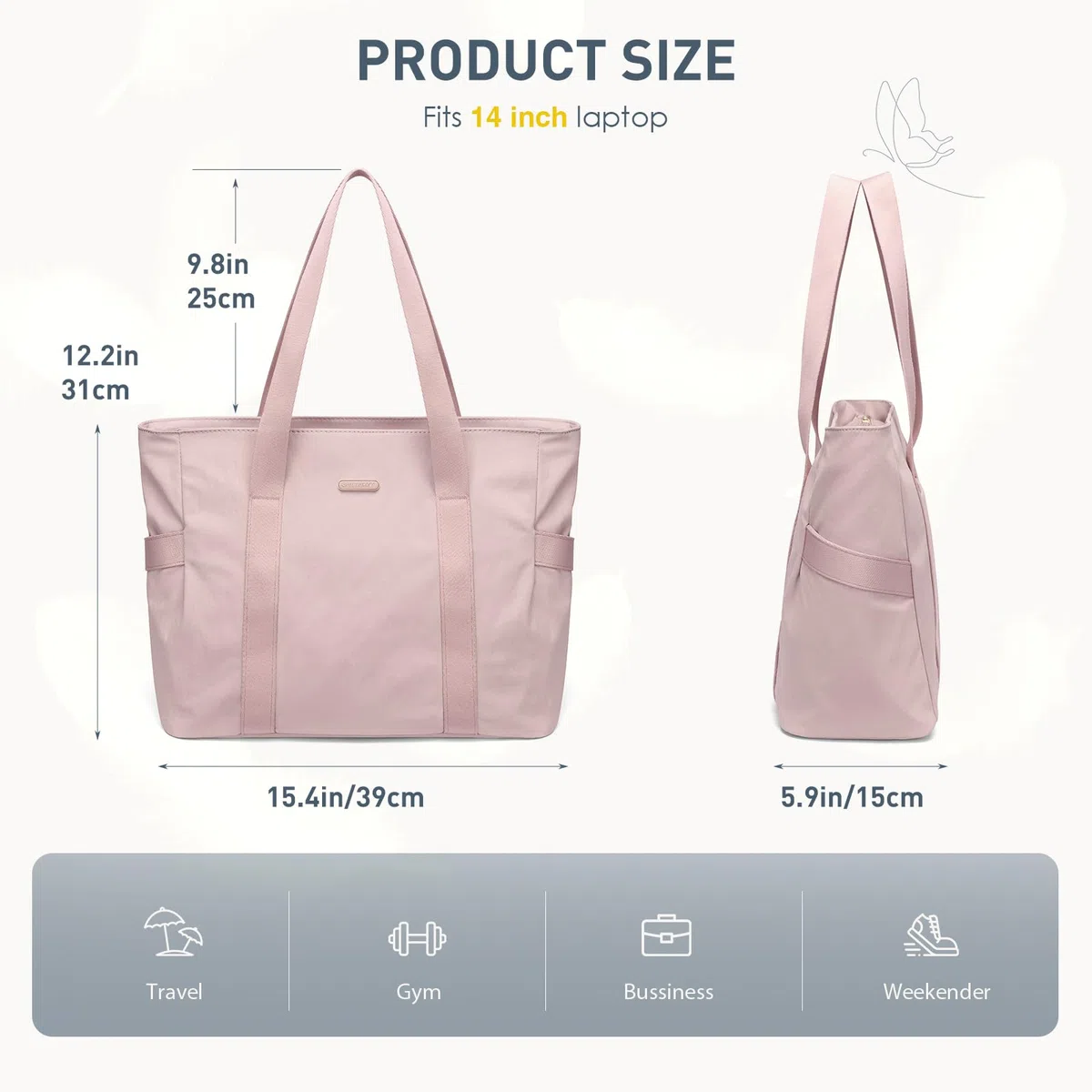 GOLF SUPAGS Sac Fourre-Tout pour Femme Sac à Main Portés Épaule Léger Sac à Bandoulière Multifonctionnel de 14 Pouces Sac à Main Décontracté pour Travail, Études, Voyages