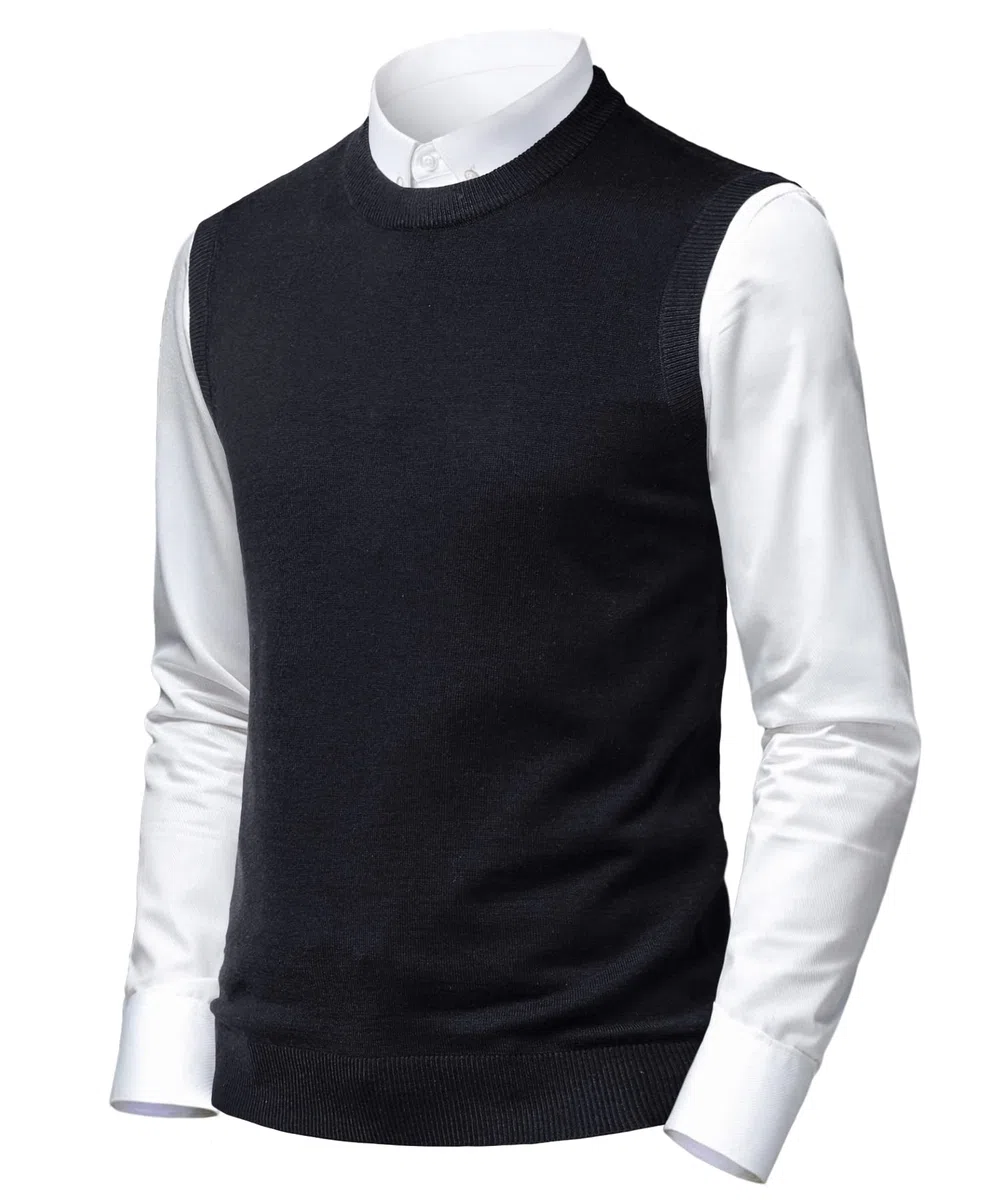 Homme Gilet Mélangée sans Manches Tricoté Manches Maille Pull Classique Business Gilet pour Chemise Tricoté Débardeurs