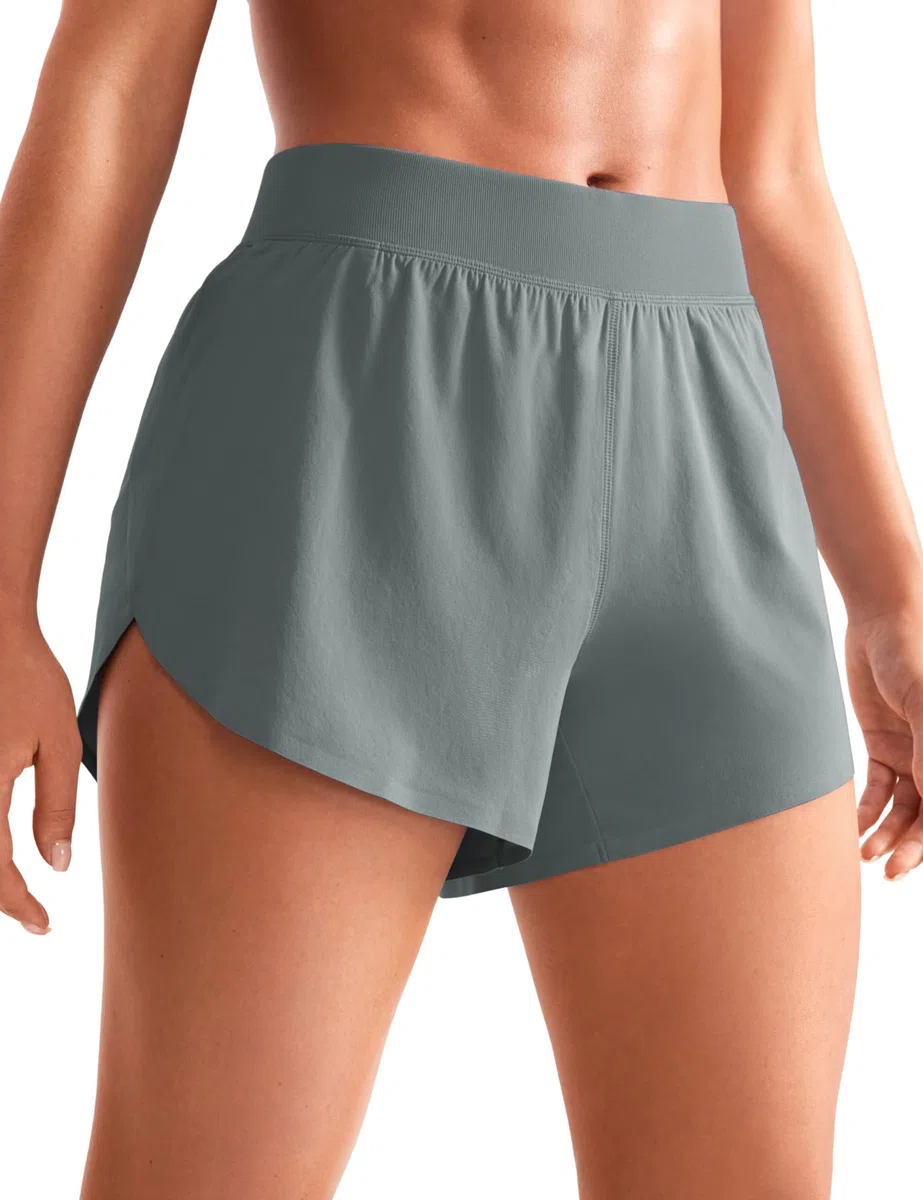 CRZ YOGA Femme Short de Course Taille Moyenne Fentes Latérales Léger et Respirant d'entraînement Pantalon