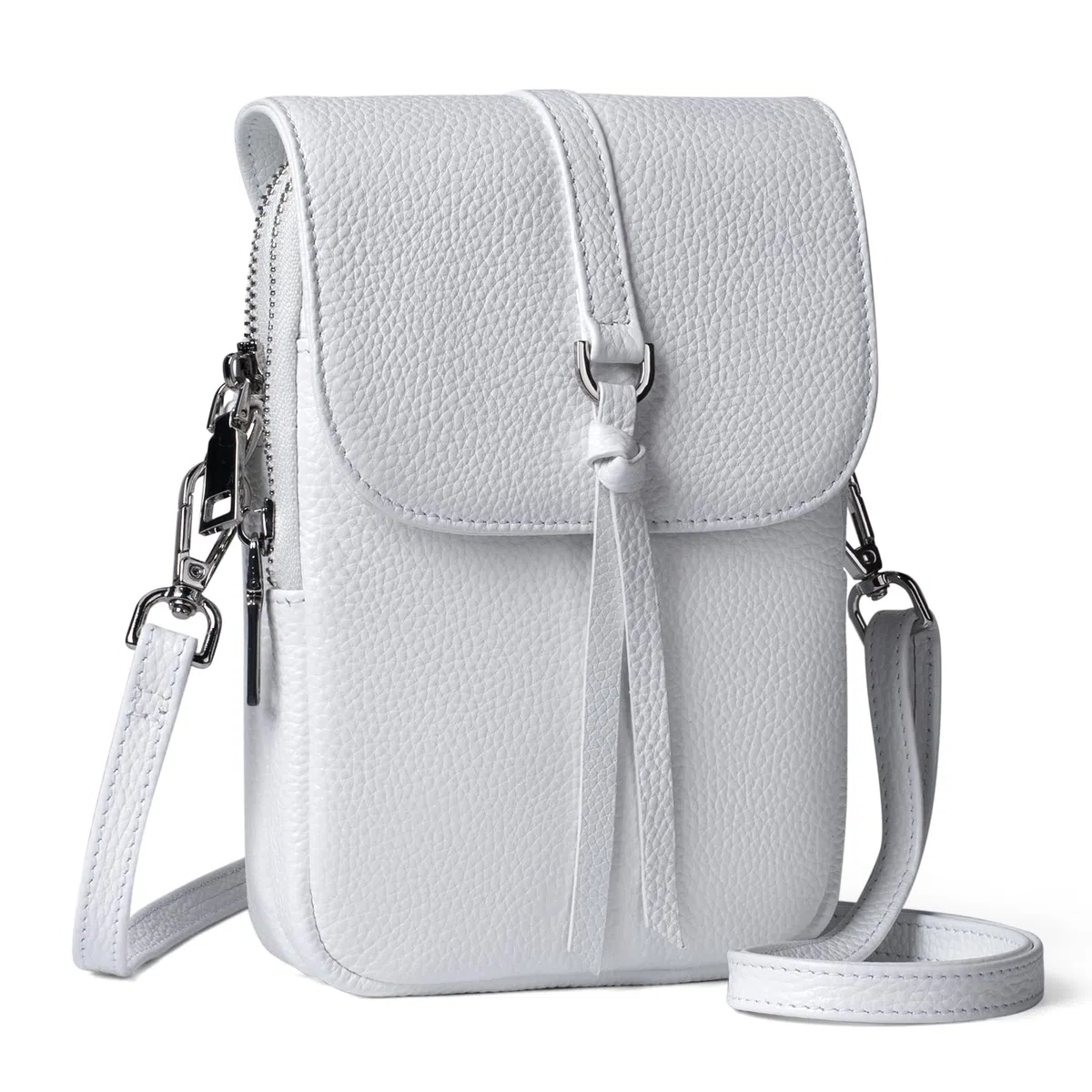 befen Petit Sac à Bandoulière en Cuir Véritable pour Femme, Sac à Bandoulière Multi-poches pour Téléphone Portable avec Emplacements pour Cartes de Blocage RFID